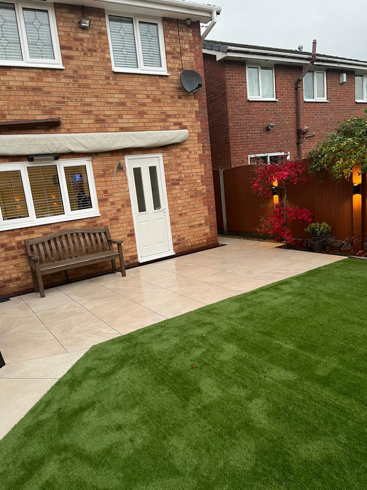 Corner Patio Area With Garden Lighting