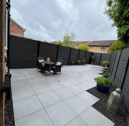 Large Porcelain Patio With Slate Detailing